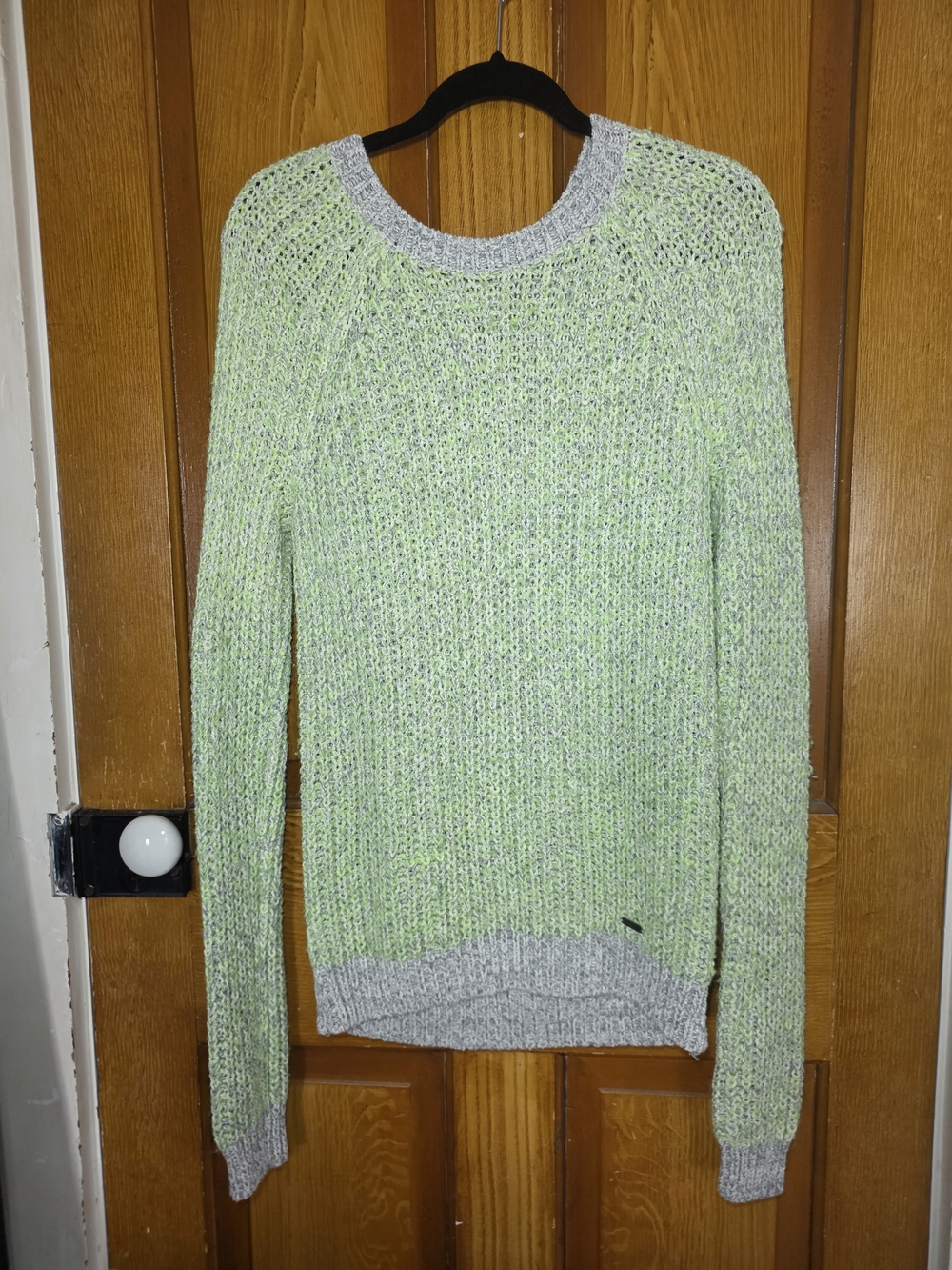 Abercrombie & Fitch Light Green Crewneck Sweater with Gray Trim